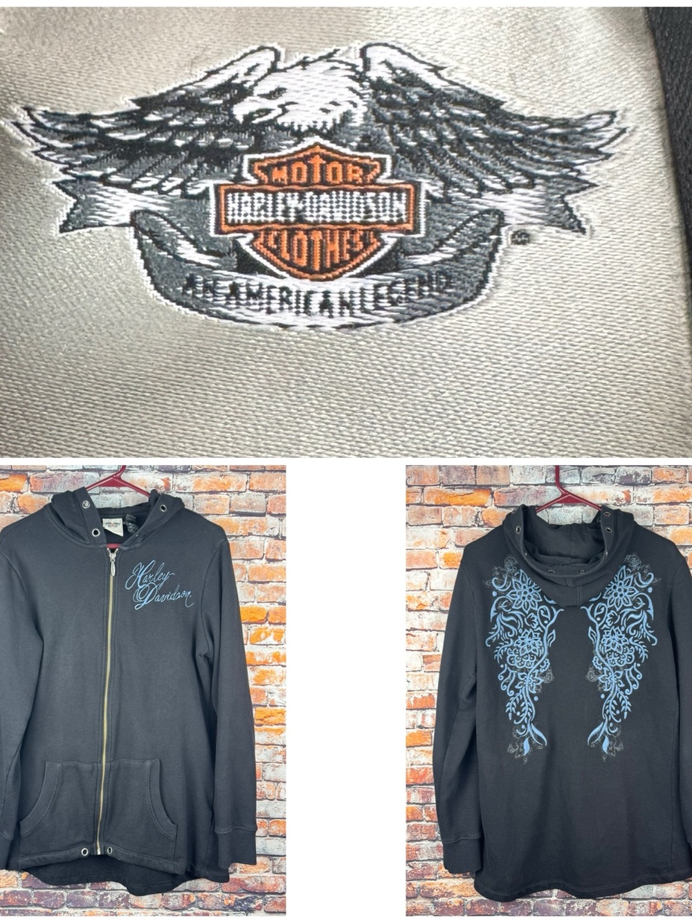 Harley-Davidson Women's Large Scripted Logo Floral Design Hoodie Y2K